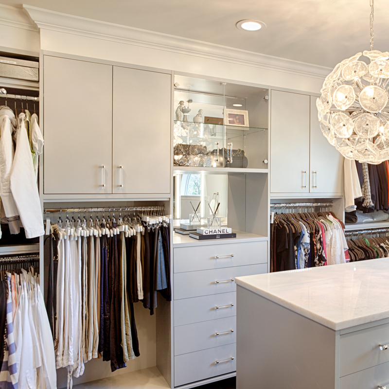 کابینت لوکس چند رنگ U شکل Walk In Organiser Customized Bedroom Melamine