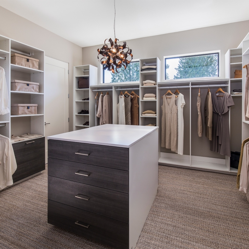 کابینت لوکس چند رنگ U شکل Walk In Organiser Customized Bedroom Melamine