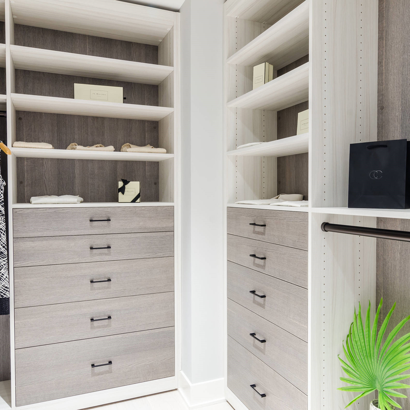 U Shape Grey Matte Melamine Walk Through Wardrobe Wooden Walk In Robe Storage