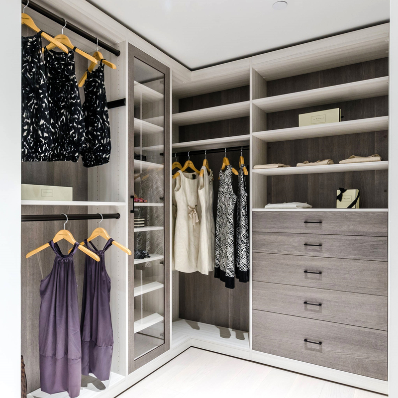 U Shape Grey Matte Melamine Walk Through Wardrobe Wooden Walk In Robe Storage