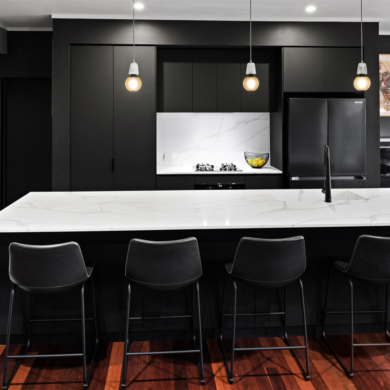 Ready To Assemble I Shape لاک مدولار کابینت آشپزخانه مبلمان مدرن مشکی کابینت آشپزخانه چوبی با جزیره